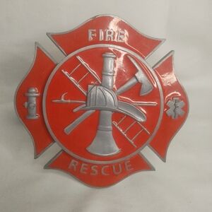 Unbranded Fire Rescue Maltese Cross Hitch Cover Home Decor One Size Red Silver